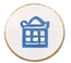 Blue gift box icon inside a circular outline